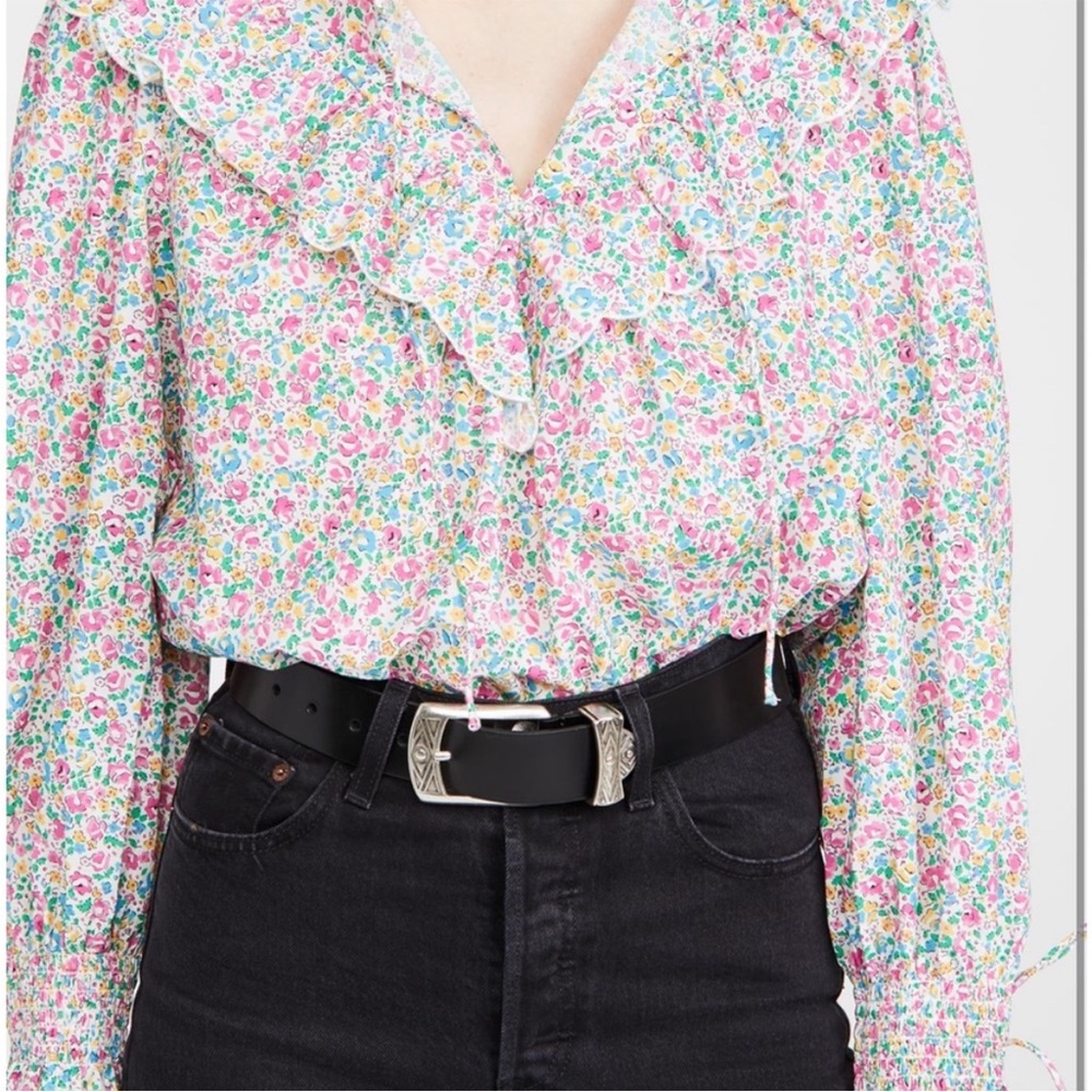 Rixo Danica top cotton floral ruffle cottagecore